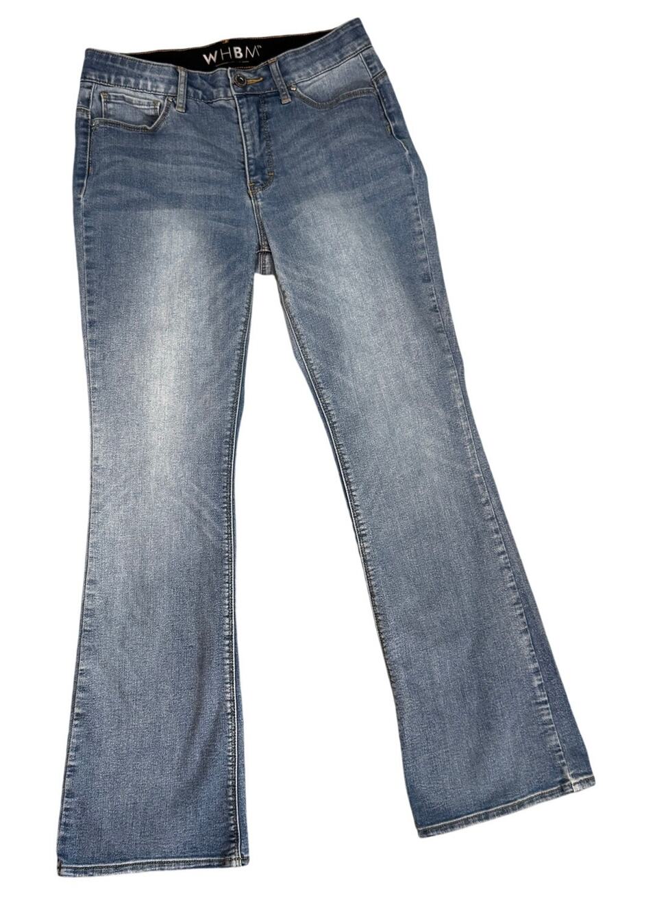 WHBM Slim Boot Medium Wash Denim Jeans Sz 4S Short Mid Rise Comfort Waistband